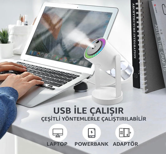 🌟 Yıldız Işıklı USB Hava Nemlendirici – Araç & Ev Kullanımına Uygun, Renkli Işık + Ayarlanabilir Açı 🌟